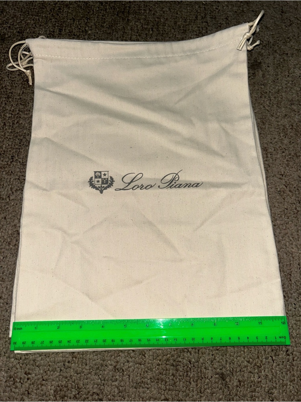Loro Piana Cream Drawstring Travel Pouch with Logo